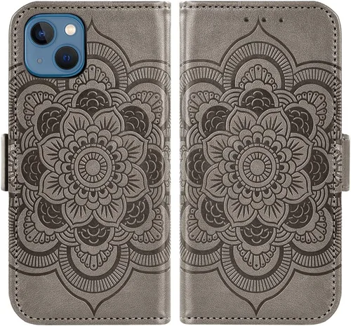 Vista 6 de Funda compatible con iPhone 13 Mini de 5.4 pulgadas y protector de pantalla de vidrio templado, funda con tapa para tarjetero, fundas para teléfono