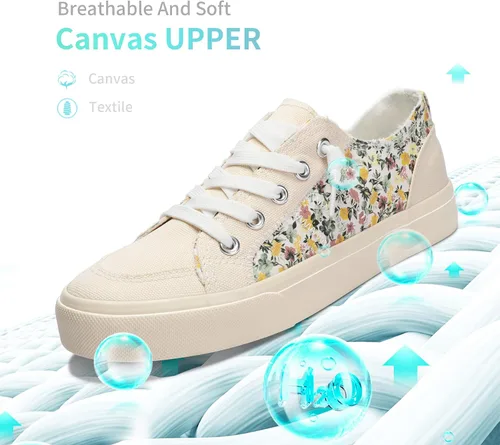Vista 3 de Obtaom Play - Tenis de lona para mujer, color blanco deslavado y estampado de leopardo, sin cordones, a la moda