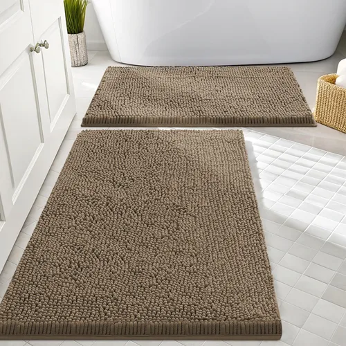 Vista 58 de Juego de alfombras de baño Smiry de 2 piezas, suave alfombra absorbente de chenilla y juego de alfombra en forma de U para inodoro, alfombra de baño
