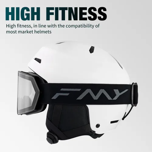 Vista 7 de FMY - Gafas de esquí para hombres, mujeres y jóvenes - Gafas de snowboard y esquí con protección antivaho UV400 para adultos