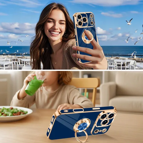Vista 4 de Funda diseñada para iPhone 17 Pro Max con soporte de anillo, color azul