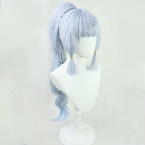 Vista 3 de FINER SHOP Peluca de cosplay para juego Genshin Impact Kamisato Ayaka Cosplay Kamisato Ayaka peluca Genshin disfraz de cosplay anime peluca