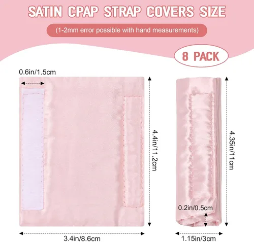 Vista 3 de Paquete de 8 fundas de satén para correas CPAP, almohadillas universales para protección de la cabeza, almohadillas de cojín para máscara facial