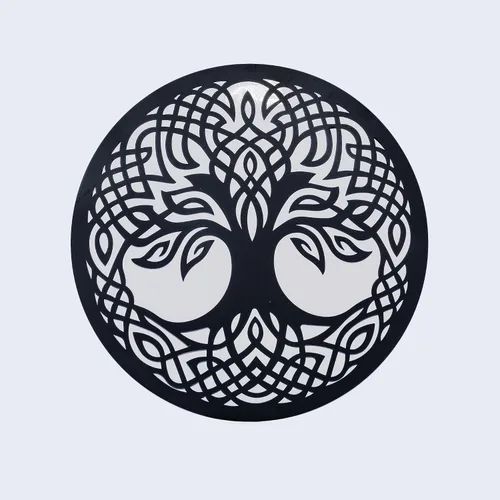 Vista 2 de Exclusively Irish Árbol de la vida irlandés para colgar en la pared con forma redonda celta para inauguración de la casa (negro mate)