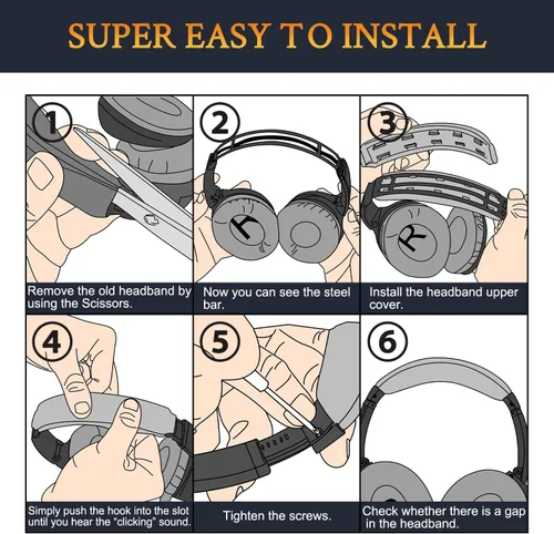 Vista 6 de SOULWIT Kit de repuesto para Bose QC35/QC35 ii - Negro