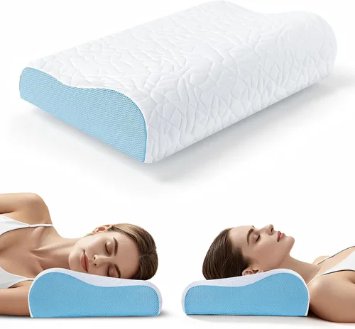 Vista 9 de A-Pce Almohada cervical para el cuello, almohada de espuma viscoelástica Azul