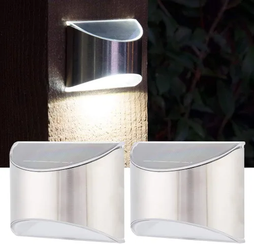 Vista 2 de Lámpara de pared solar de acero inoxidable Cerca de seguridad Control de iluminación Escalera de pared exterior Accesorio de iluminación