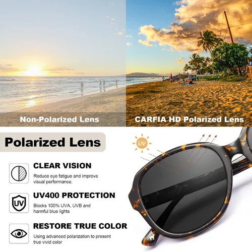 Vista 4 de Carfia Chic Fashion Sunglasses for Women Polarized Hand-crafted Acetate Eyewear - Exquisite Packaging
