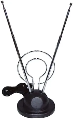 Vista 3 de Wideskall® Antena de TV Universal para Interiores de Orejas de Conejo para HDTV, VHF UHF de Doble Bucle Coaxial