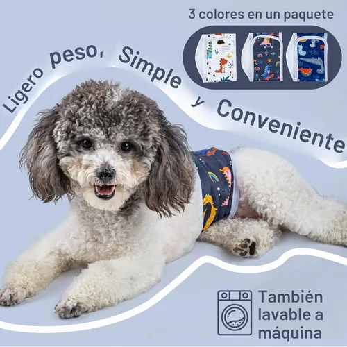 Vista 6 de MICOOYO Pañal para Perro Macho Envolturas Ligeras para Perros Pañales Lavables para Perros Bandas para Vientre de Perrito para Perros Machos