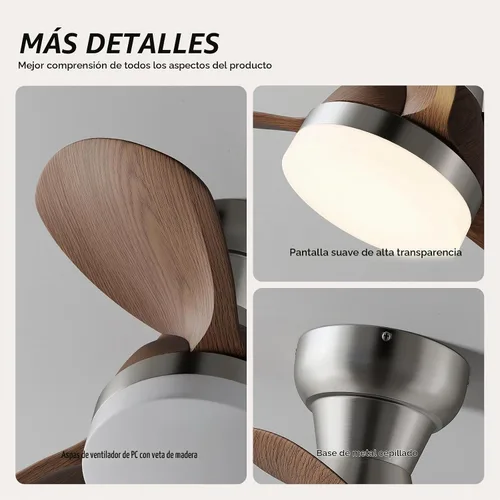 Vista 6 de Ventilador de techo de 20 pulgadas con luz, color plateado