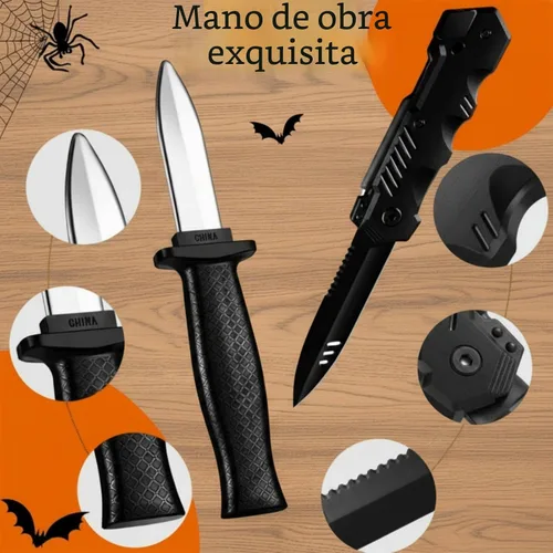 Vista 3 de Sumind 4 piezas retráctil falso cuchillo utilería daga juguete mágico