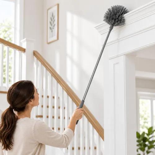 Vista 5 de Plumero de telaraña con poste de extensión, para limpieza de telaraña, gris