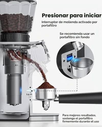 Vista 5 de AAOBOSI Espresso Coffee Grinder, Anti-Static, 45 Grind Settings,40s Timer