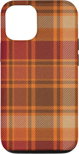 Vista 26 de iPhone 16 Vintage Halloween Naranja Rojo Plaid Otoño Calabazas Caso