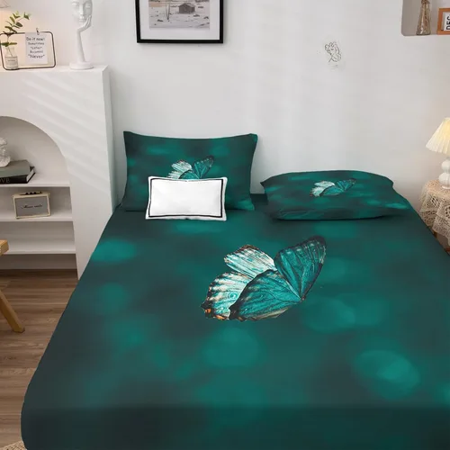 Vista 2 de Sábanas de mariposa tamaño individual, sábanas de insectos con mariposas, sábanas y fundas de almohada de 3 piezas, sábana bajera ajustable