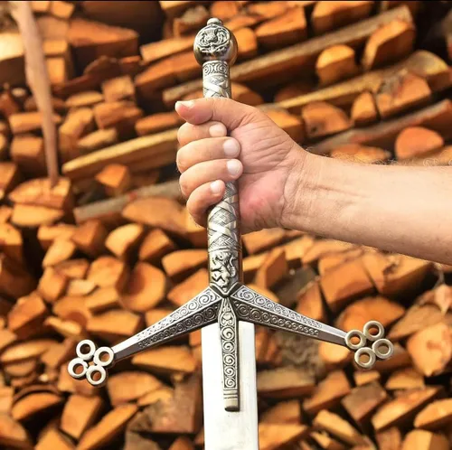 Vista 4 de Bend D Trend - Espada Claymore de 40 pulgadas, hecha a mano, escocés Highlander a dos manos, gran espada con accesorios de latón y funda de cuero