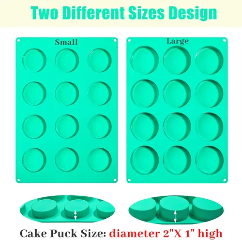 Vista 2 de Webake Juego de moldes para pasteles de 2 tamaños diferentes, moldes de silicona de 12 cavidades para postres cubiertos de chocolate, pastel plano