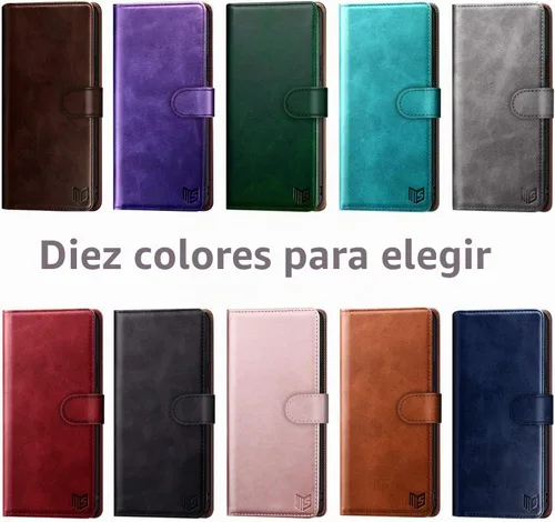 Vista 2 de SUANPOT para iPhone 7/8/SE2/SE 3rd 2020/2022 4.7" Funda tipo cartera con bloqueo RFID y soporte para tarjeta de crédito, Libro tipo Flip de piel