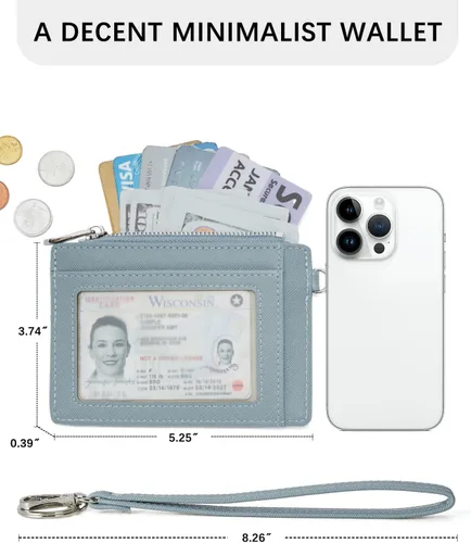 Vista 6 de BOSTANTEN Cartera pequeña para mujer, RFID, de piel, con bolsillo de cremallera, Azul