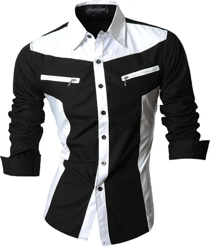 Vista 145 de jeansian - Camisas de manga larga de ajuste entallado para hombre (8397), con botones, informales y de vestir.