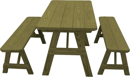 Vista 34 de Furniture Barn USA Pine - Mesa tradicional de 4 pies con 2 bancos, color negro