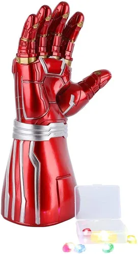 Vista 4 de Iron man Infinity Guauntlet para niños guantes de Iron Man con luz LED con imán extraíble piedras infinitas 3 modos de flash