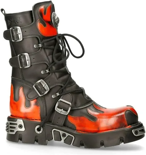 Vista 2 de NEW ROCK Botas 591 Flame Metallic Leather Goth punk Biker Fashion