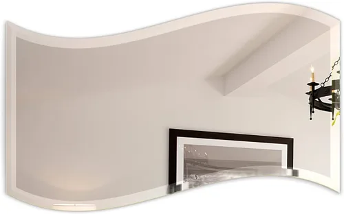 Vista 5 de Fab Glass and Mirror M-Wavy-HKS - Espejo de pared ondulado biselado sin marco con ganchos, 24 x 36 pulgadas