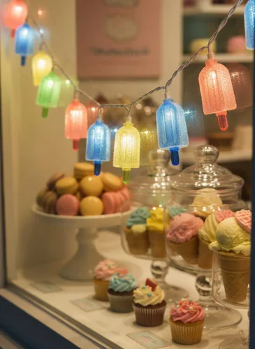 Vista 7 de Guirnalda de 10 luces LED con forma de paleta, helado multicolor con 10 mini bombillas LED, luces de hadas para interiores y exteriores