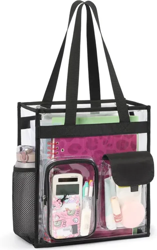 Vista 12 de PACKISM Bolsa transparente para la escuela, bolsa transparente grande y resistente para la escuela, transparente de PVC transparente para niñas