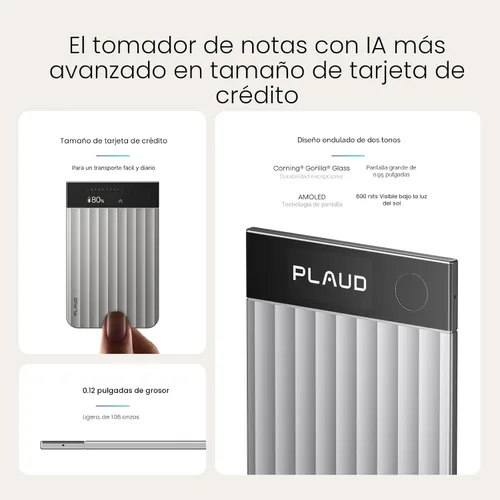Vista 8 de Plaud Grabadora de voz Note Pro AI Transcribir y resumir para llamadas de Plateado