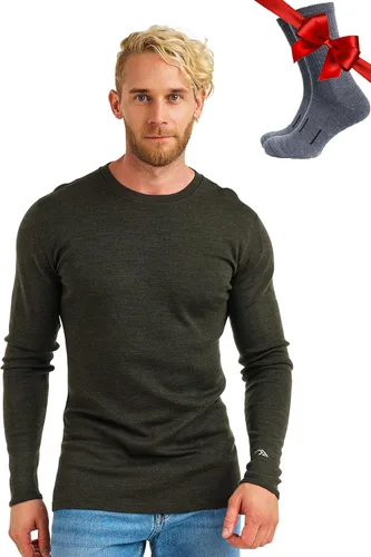 Vista 30 de 100% Merino Wool Base Layer Mens - Long Sleeve Thermal Shirts with Socks .320 negro