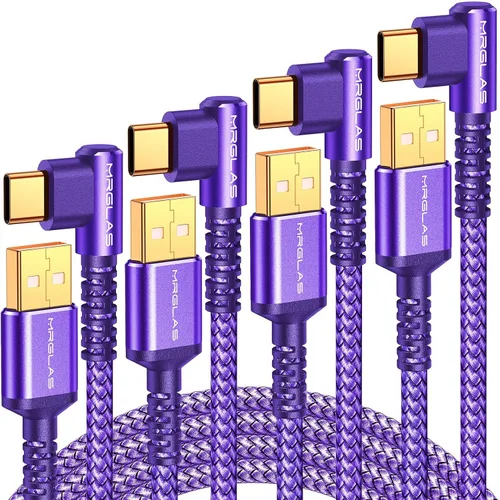 Vista 12 de MRGLAS Cable USB C 3.2A, cable USB a USBC (paquete de 4), cable de carga Gris