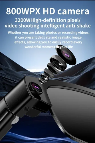 Vista 5 de Lentes de cámara inteligente para fotos, audio y videos, grabación HD de 8 MP, batería 7H, gafas de cámara AI ligeras para hombres y mujeres