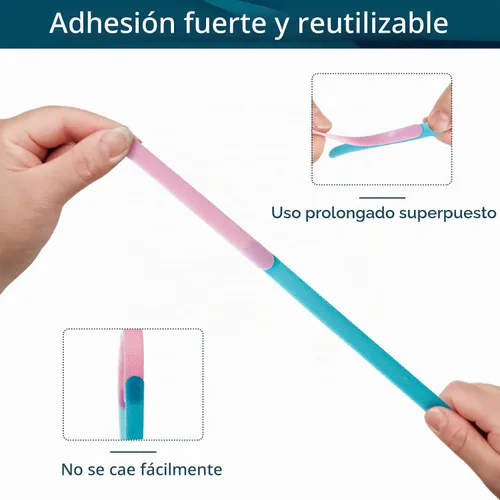 Vista 8 de YOVXLO 50 piezas bridas reutilizables de 6 pulgadas, lazos de sujeción ajustables, paño de microfibra para gestión de cables de conexión de Rosa