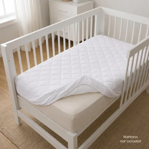 Vista 2 de Continental Bedding Protector de colchón de poliéster prémium de 28 x 52 pulgadas, sábana bajera ajustable para cunas estándar y camas infantiles
