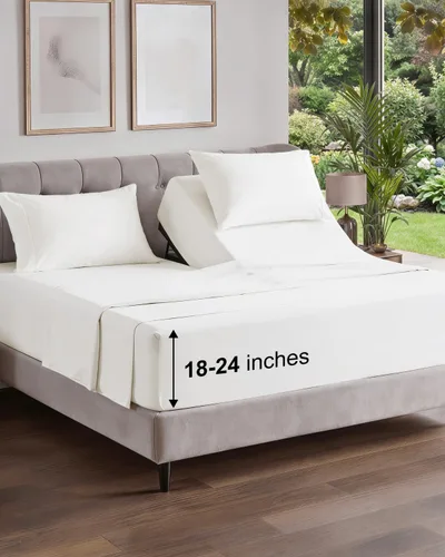 Vista 717 de Extra Deep Twin XL Sheet Set - 3 Piece College Dorm Room - White 01-Blanco