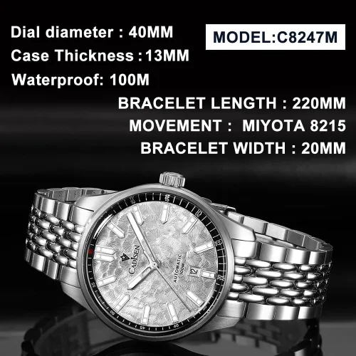 Vista 2 de CADISEN Reloj mecánico automático para hombre, 328.1 ft, resistente al agua, acero inoxidable, homenaje