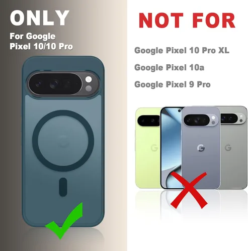 Vista 575 de Funda para Google Pixel 10 Pro XL, cubierta magnética mate, color negro Fit for MagSafe, Screen Protector included, Shockproof Military Grade