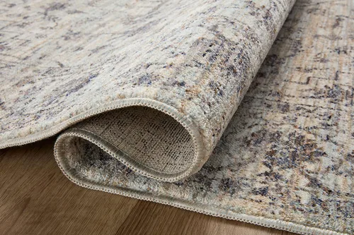 Vista 5 de Loloi Sorrento Collection SOR-01 Mist/Charcoal - Alfombra decorativa redonda de 5 pies y 3 pulgadas x 5 pies y 3 pulgadas Niebla / Carbón vegetal