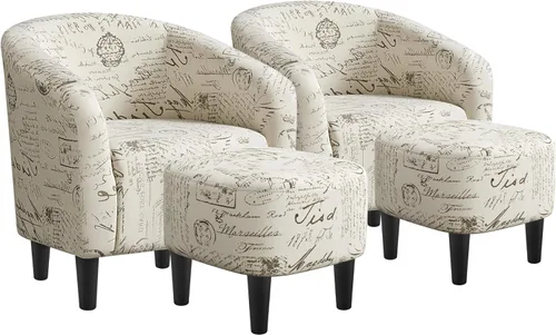 Vista 21 de Yaheetech Sillas de sala de estar, juego de 2 sillas decorativas de terciopelo, acogedoras sillas de barril con acolchado suave para sala de estar
