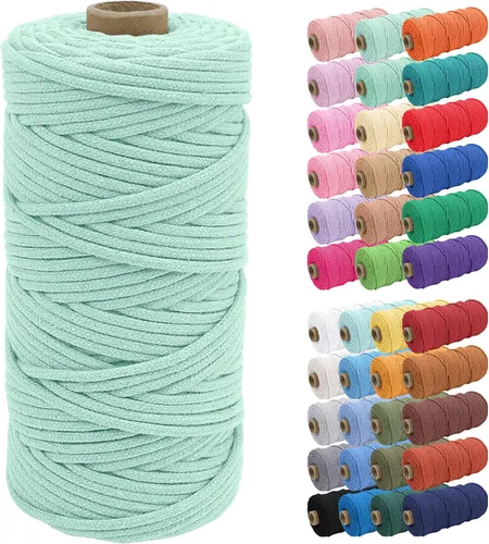 Vista 60 de JeogYong Cuerda de macramé de 0.157 in x 109 yardas, cuerda trenzada de algodón natural, cuerda de macramé para bolsas de ganchillo, colgar