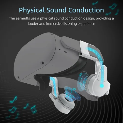 Vista 4 de Mcbazel Orejeras ajustables para Oculus Quest 2 mejoran el efecto de sonido accesorios Oculus Quest 2 orejeras de sonido compatibles con correa