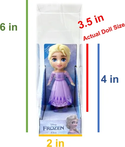 Vista 3 de Amarina Empaquetado en caja transparente para regalo, mini muñeca de 3.5 pulgadas, elige entre los 14 personajes de Frozen de estilo (ELSA Lila)