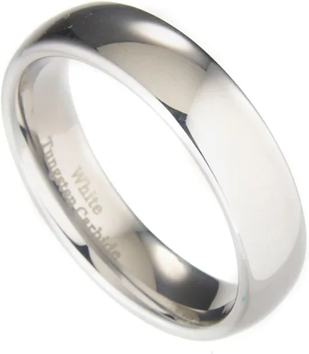 Vista 3 de MJ Metals Jewelry - Anillo de boda de carburo de tungsteno blanco pulido de 2 mm a 10 mm
