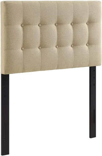 Vista 6 de Modway Emily - Cabecera individual tapizada con botones de tela de lino beige