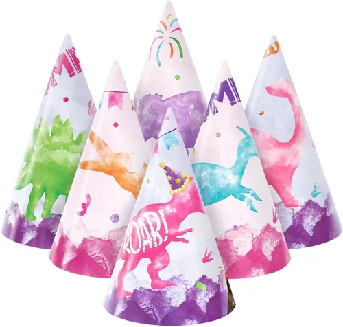 Vista 8 de WERNNSAI 12 Pcs Birthday Party Hats Assorted Themes Cone Paper Headbands Multiple Styles, Easy to Assemble with Elastic Strings, Kids Birthday