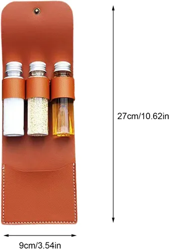 Vista 5 de Bolsa de condimentos con botella de condimento, kit portátil de condimentos para camping, kit de botellas de condimento plegable, soporte