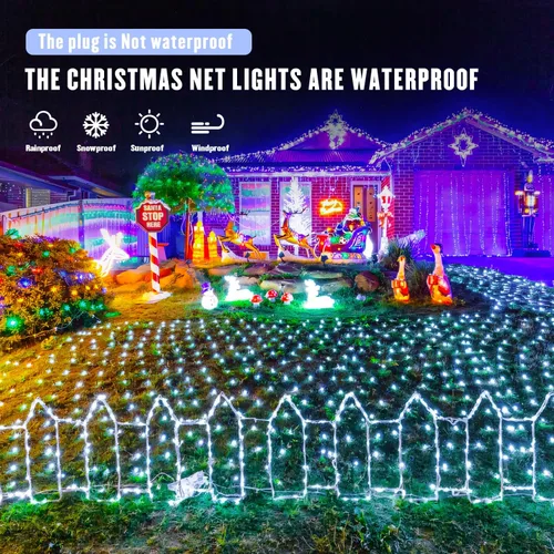Vista 8 de JMEXSUSS Luces de Red al Aire Libre Impermeables, 12 pies x 5 pies con 8 Modos y Control Remoto, 360 LED, Luces de Red Enchufables para Decoración